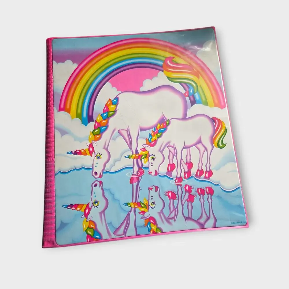 Lisa Frank Vintage Fantastic World 3 Ring Binder Unicorns Rainbow 90s